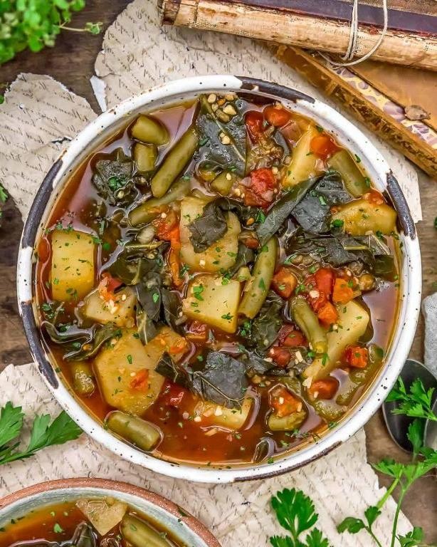 Slow-Cooked Black Bean Stew with Collard Greens