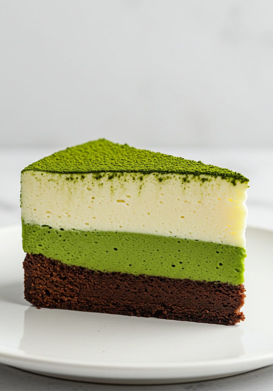 Layered Matcha Green Tea and White Chocolate Mousse