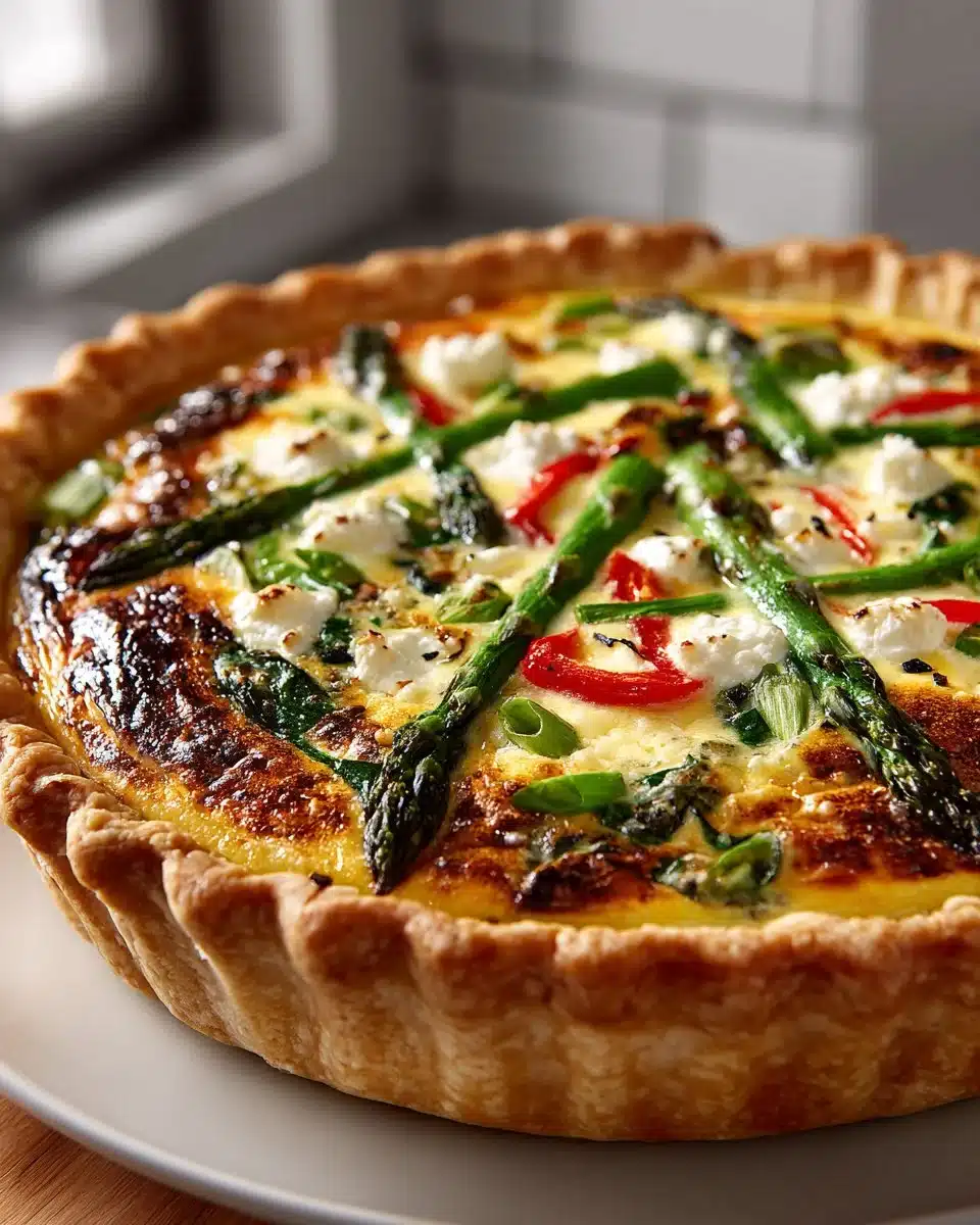 Spring Vegetable and Goat Cheese Quiche