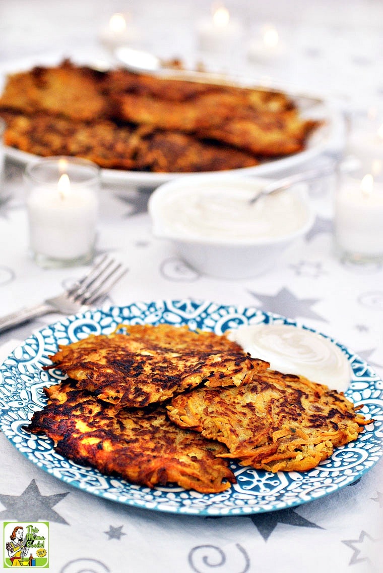 Hidden Zucchini and Sweet Potato Pancakes with Greek Yogurt Dip