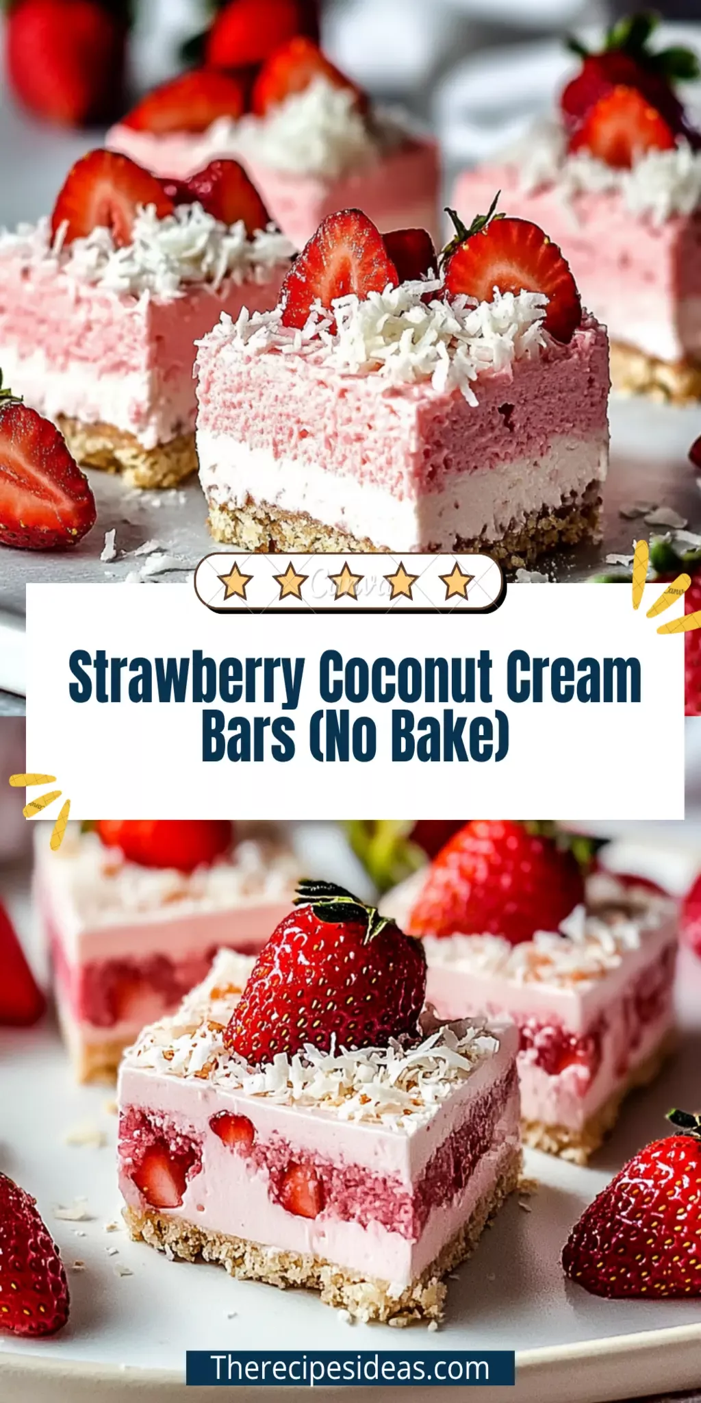 No-Bake Strawberry Coconut Cream Bars