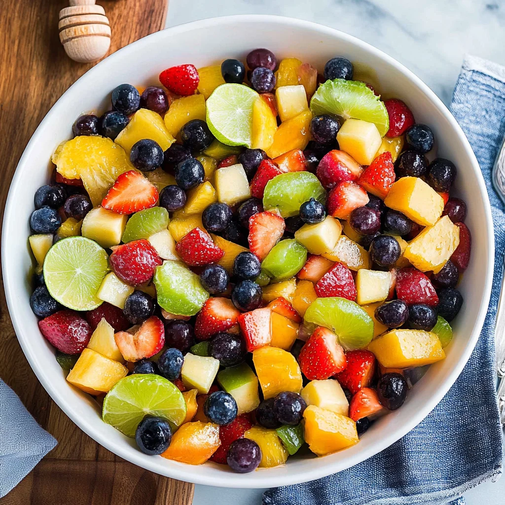 Rainbow Balloon Fruit Salad with Honey-Lime Dressing