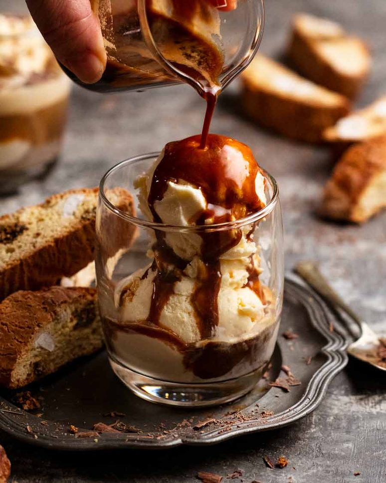 Italian Affogato with Espresso and Vanilla Gelato