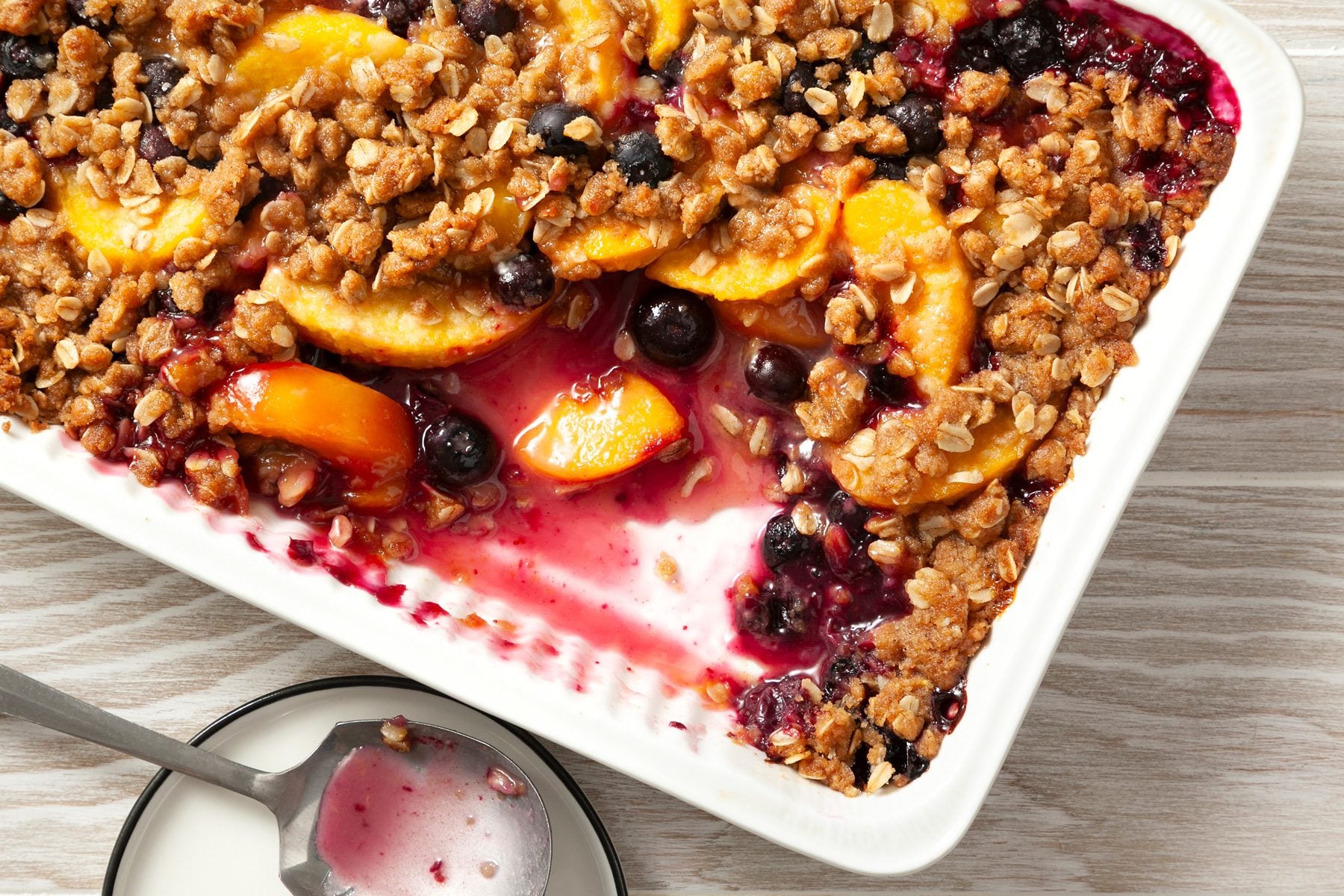Peach and Blueberry Crisp with Local Honey