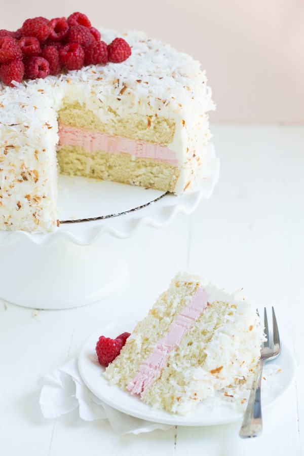 Lamington-Inspired Coconut and Raspberry Sandwich Cake