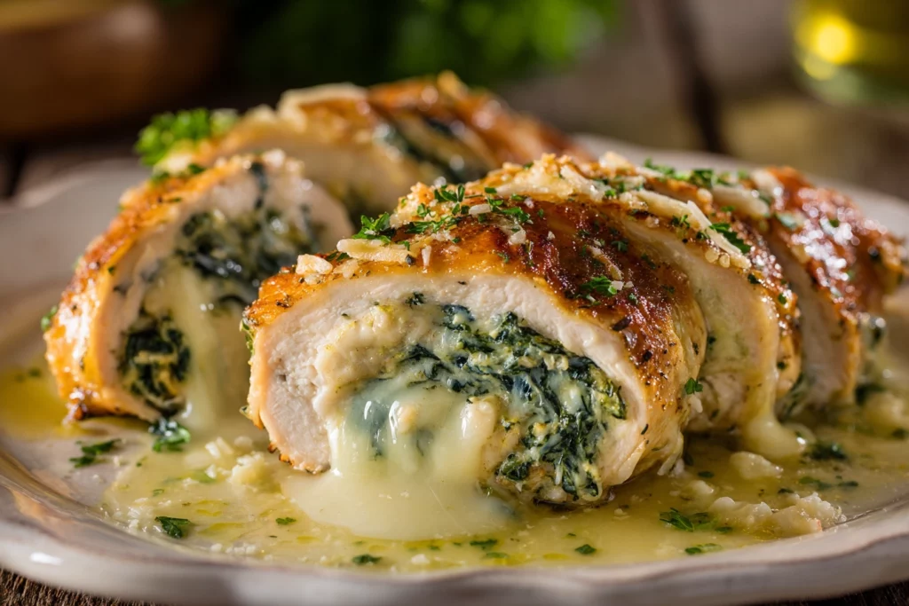 Baked Cheesy Spinach-Stuffed Chicken Breast