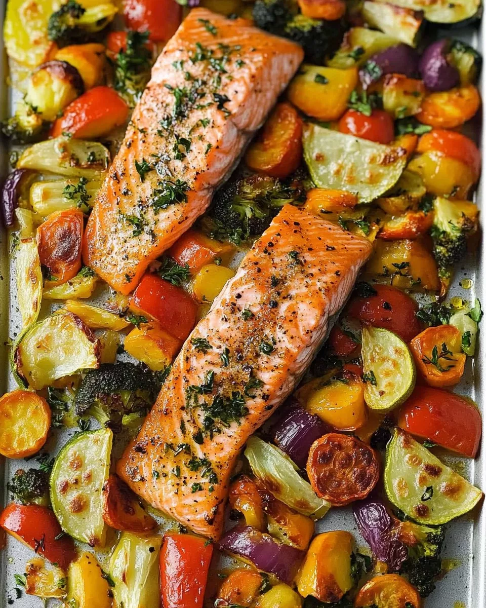 Pan-Seared Salmon with Roasted Seasonal Vegetables
