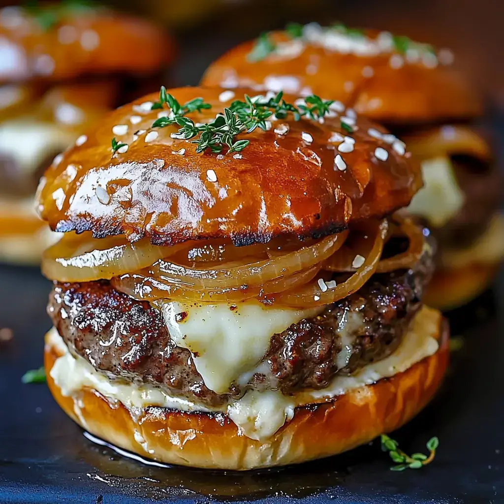 Whiskey-Glazed Caramelized Onion Burger