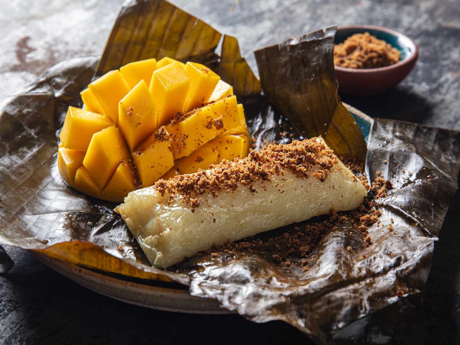 Burmese-Style Steamed Sticky Rice with Coconut and Palm Sugar