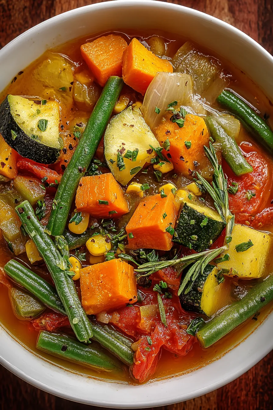 Spiced Fall Harvest Vegetable Soup with Rosemary