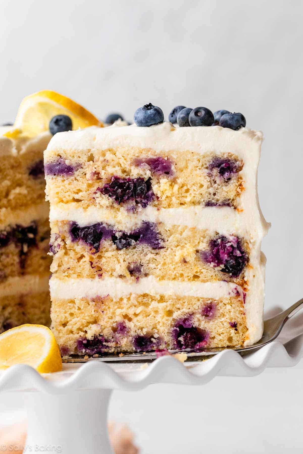Lemon Olive Oil Polenta Cake with Blueberry Glaze