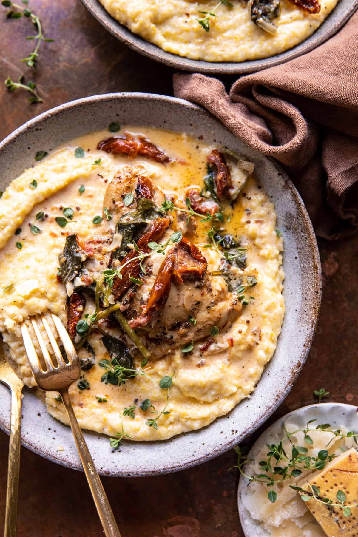 Italian Oven-Baked Polenta with Sun-Dried Tomato and Parmesan Crust