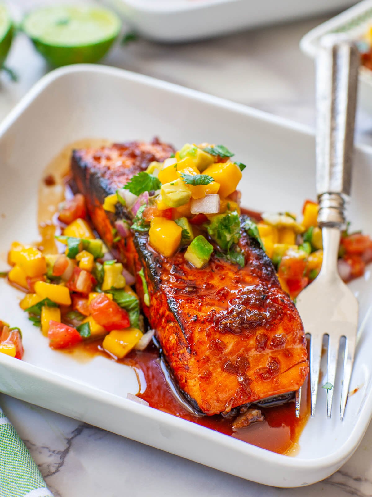 Pan-Seared Salmon with Mango and Cucumber Salsa