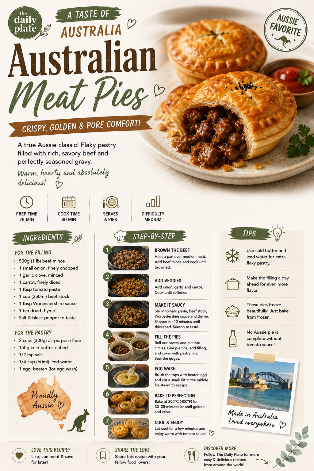 Slow-Baked Australian Meat Pie with Golden Puff Pastry