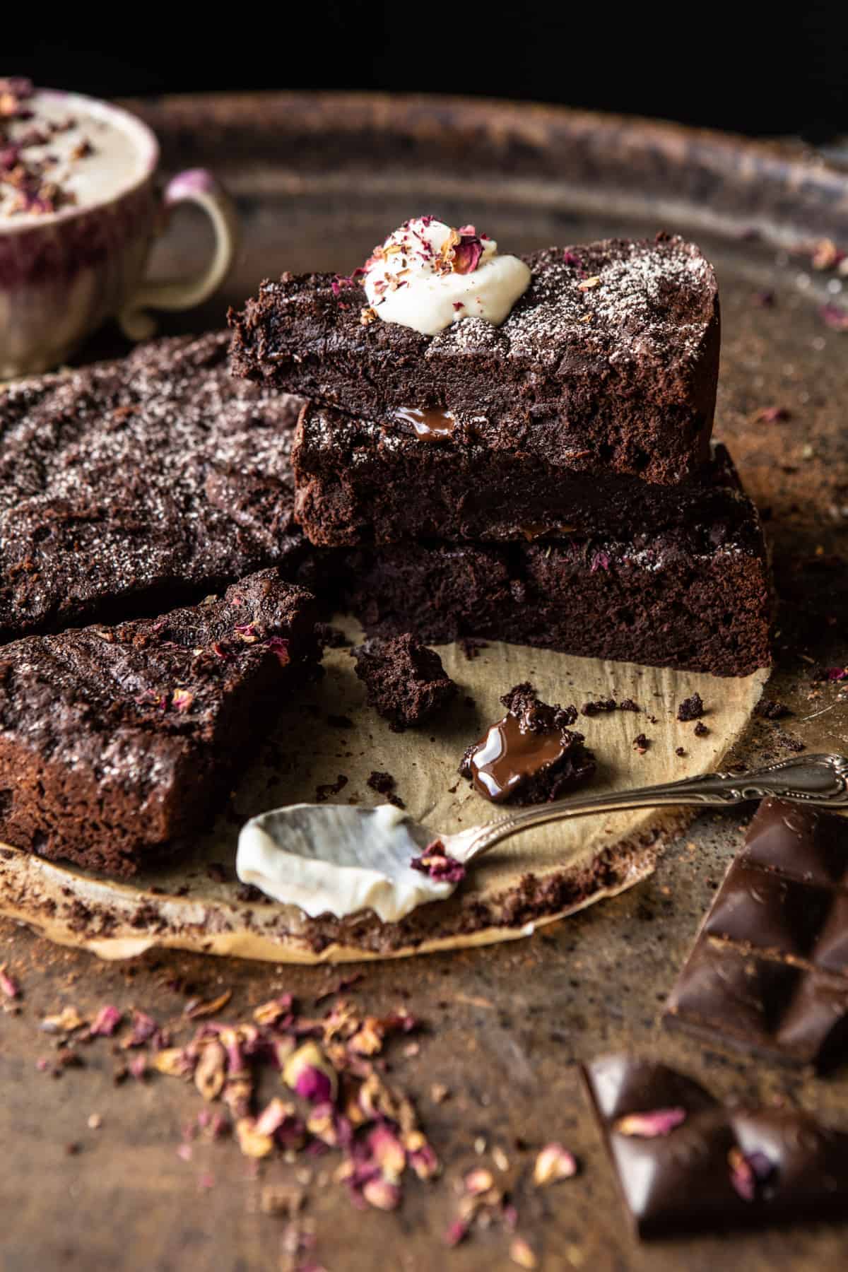 Chocolate-Chili Flourless Cake with Whipped Espresso Cream