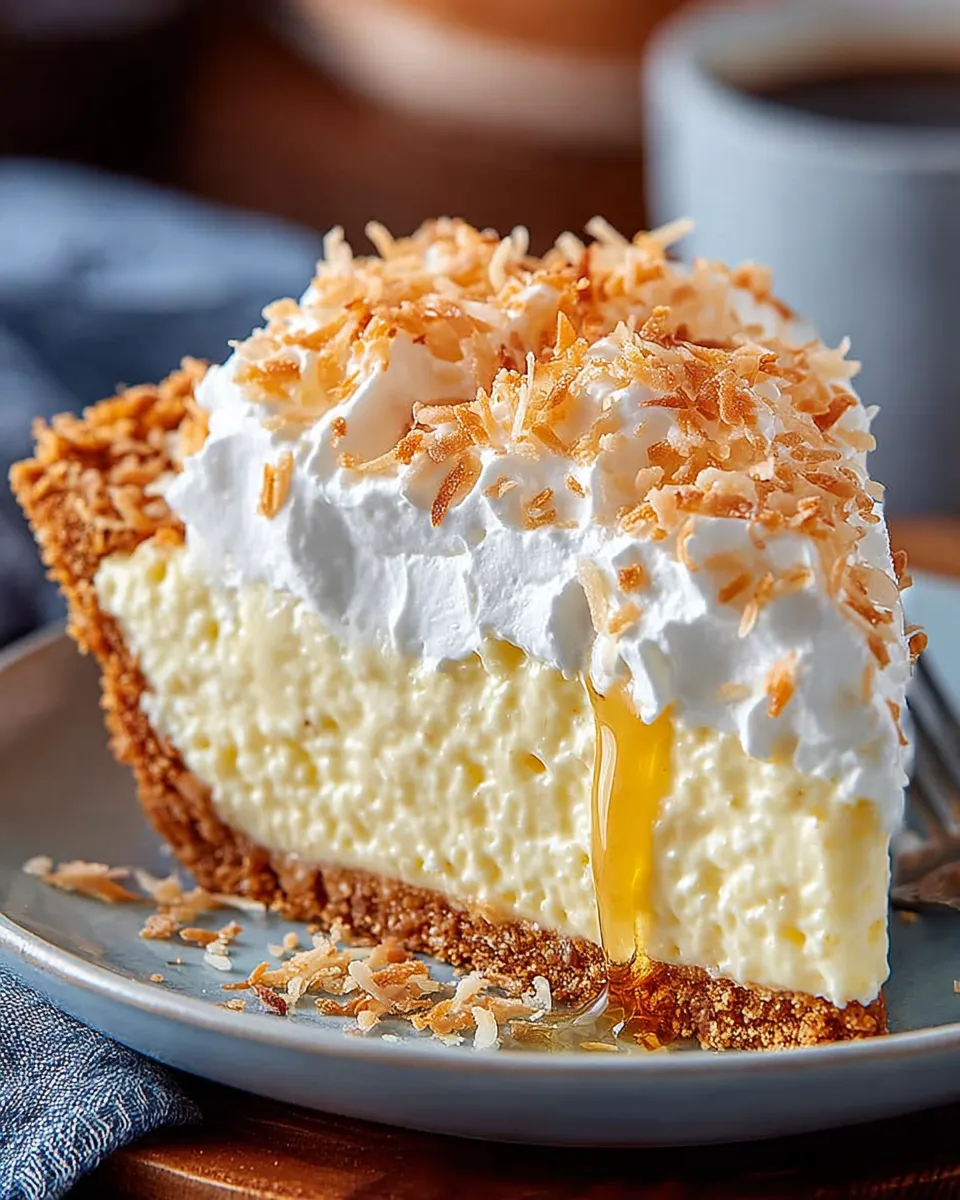 No-Bake Coconut Cream Pie with Toasted Coconut Topping