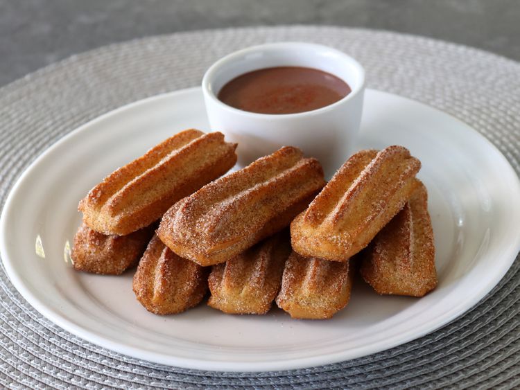 Baked Churro Cookie Bars with Cinnamon Sugar