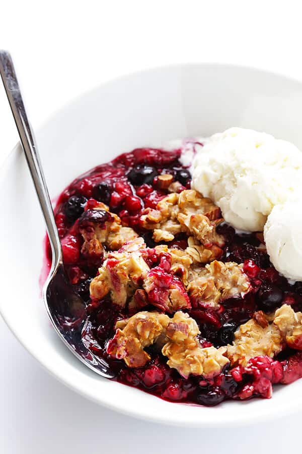 Summer Berry Almond Crisp with Oat Topping