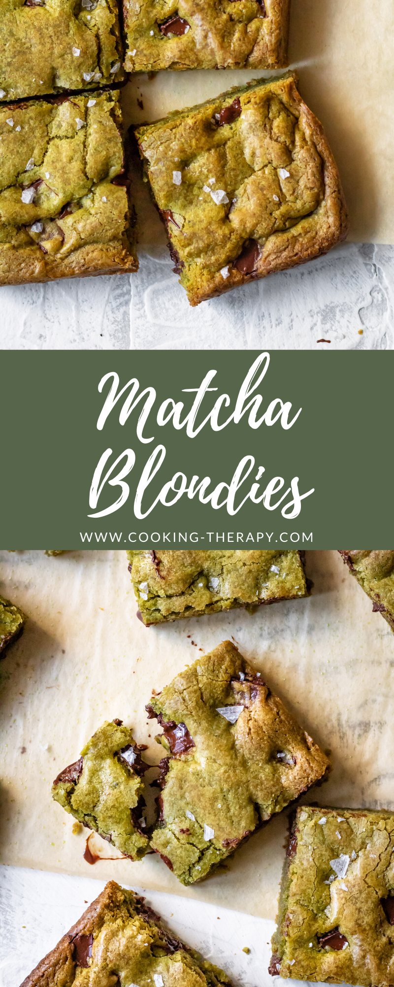 Baked Matcha White Chocolate Blondies