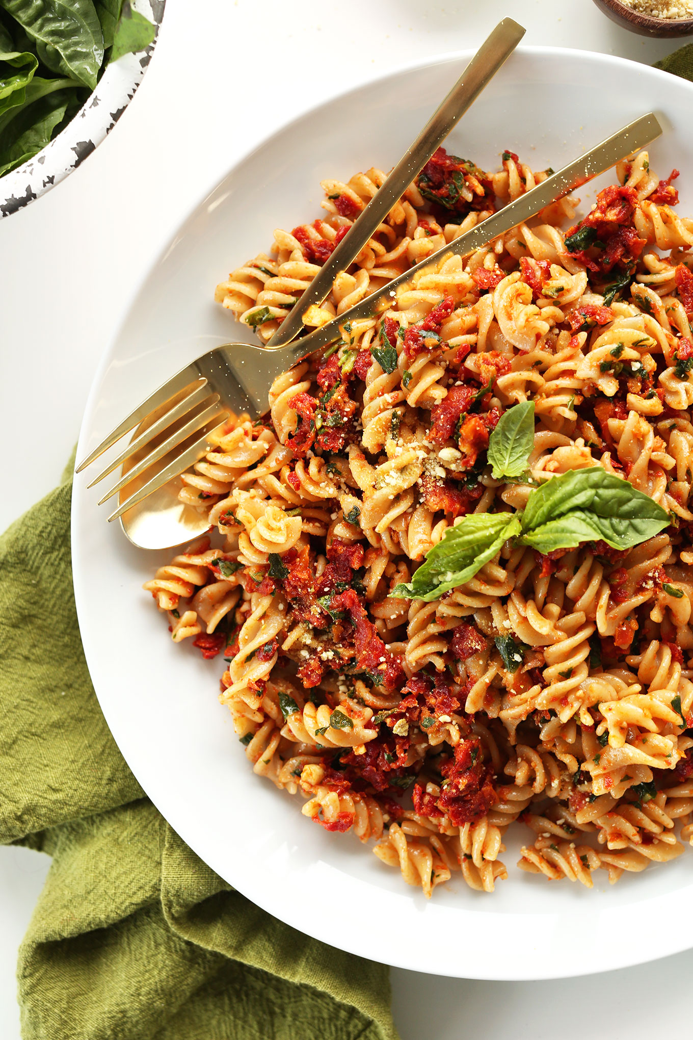Spaghetti Tossed in Sundried Tomato and Basil Pesto
