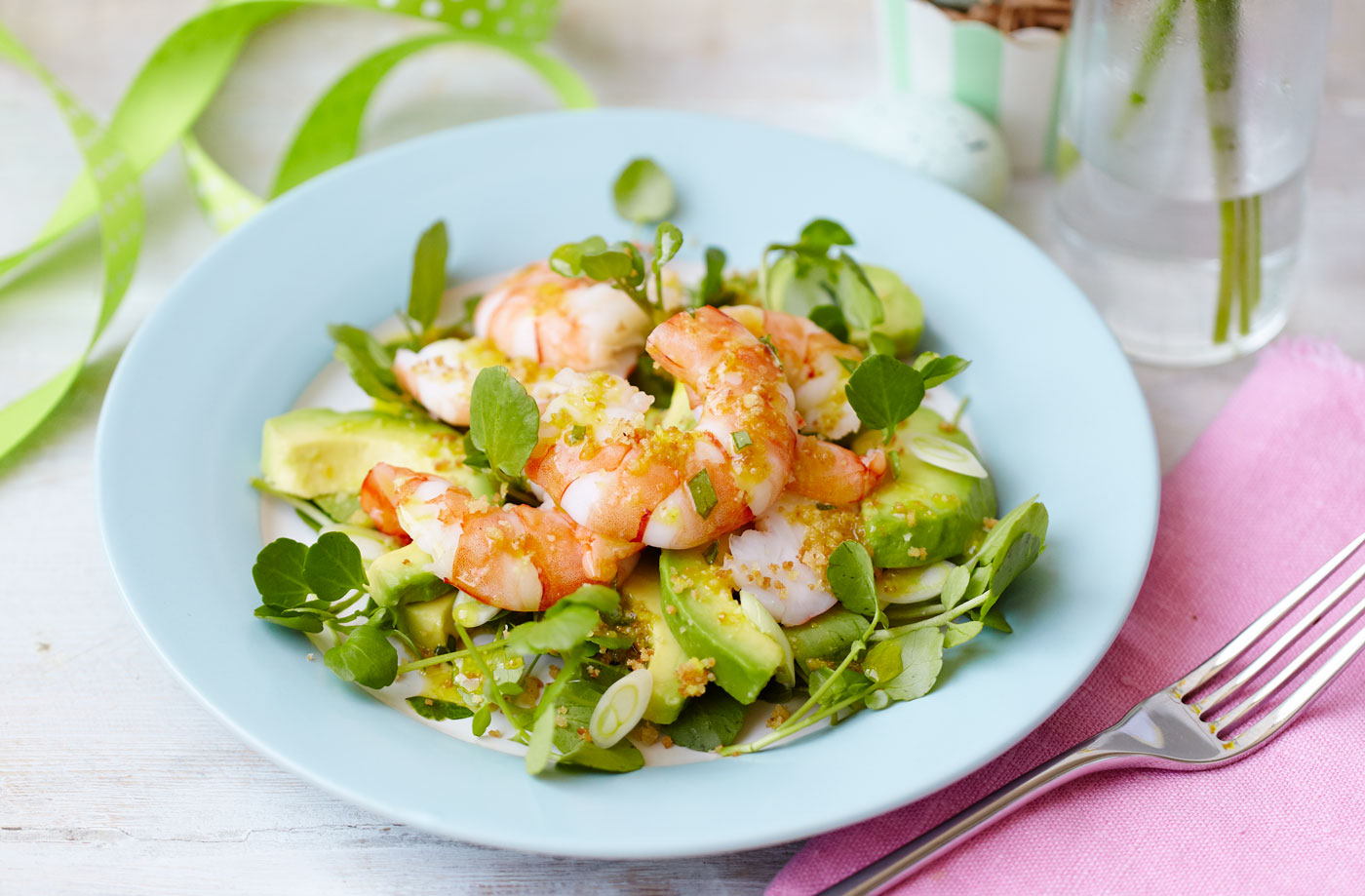 Prawn and Avocado Salad with Finger Lime Dressing