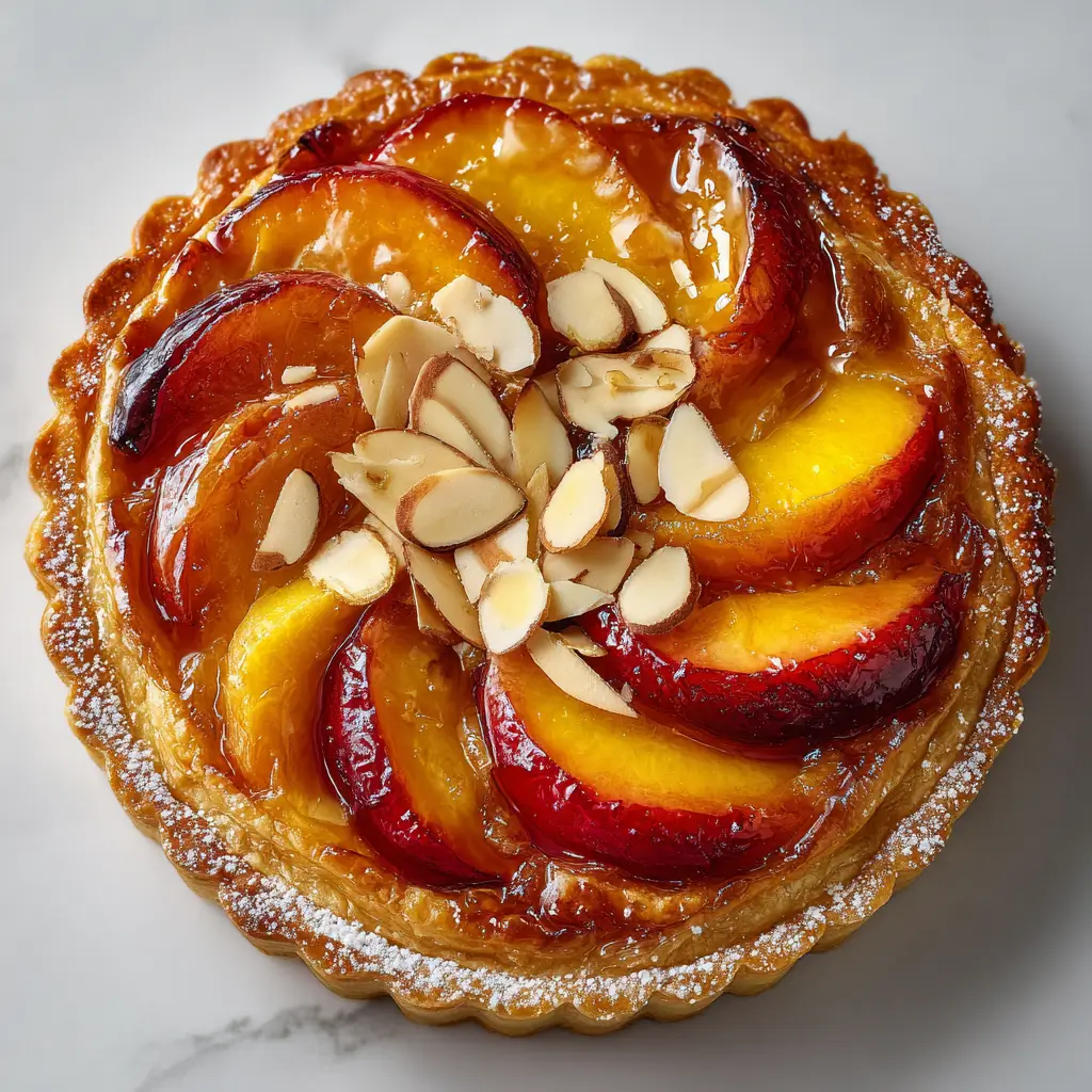 Grilled Peach and Almond Tart with Honey Glaze