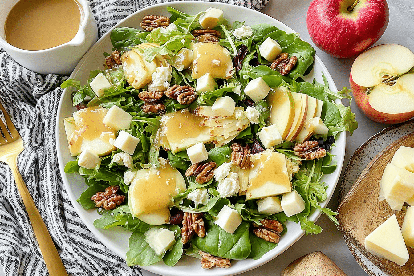 Rustic Michigan Apple and Cheddar Salad with Maple Vinaigrette