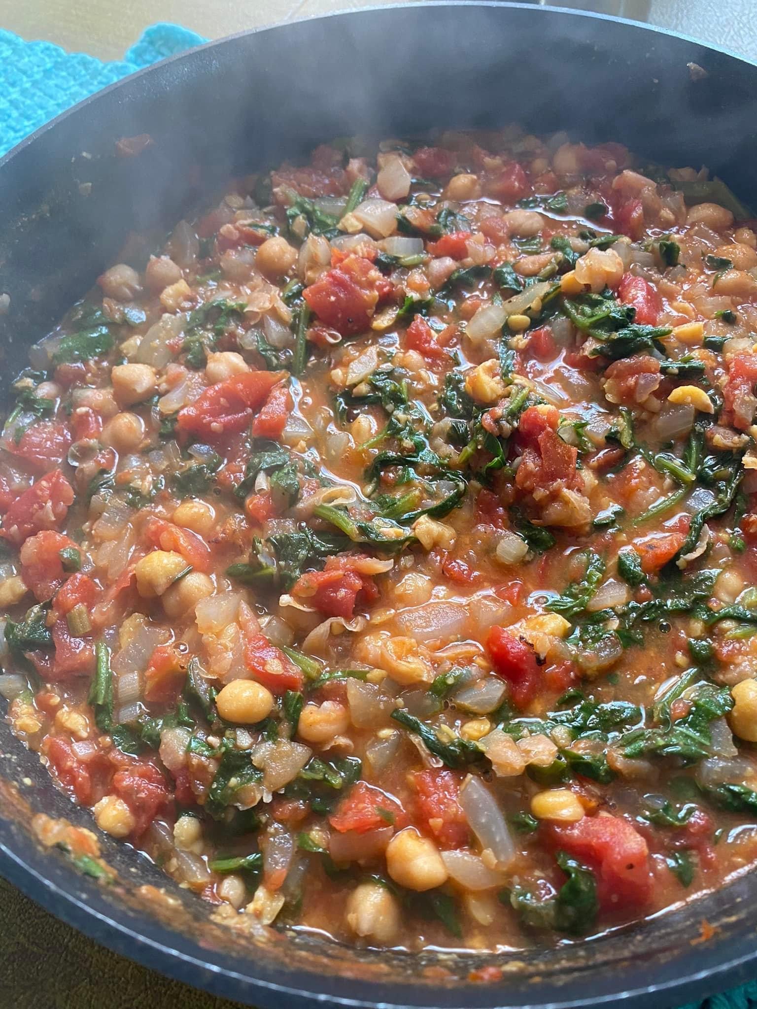 Saffron-Infused Mediterranean Chickpea Stew with Spinach