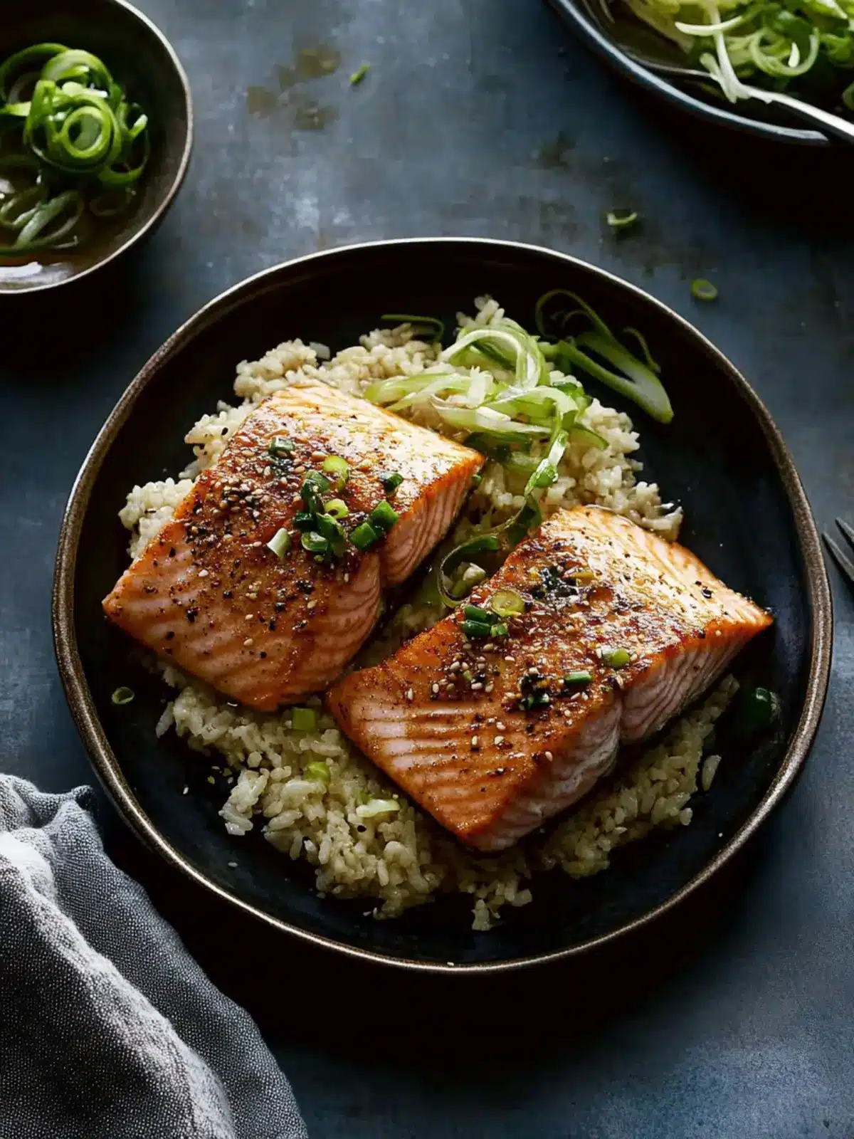 Miso-Glazed Salmon with Ginger-Scallion Rice