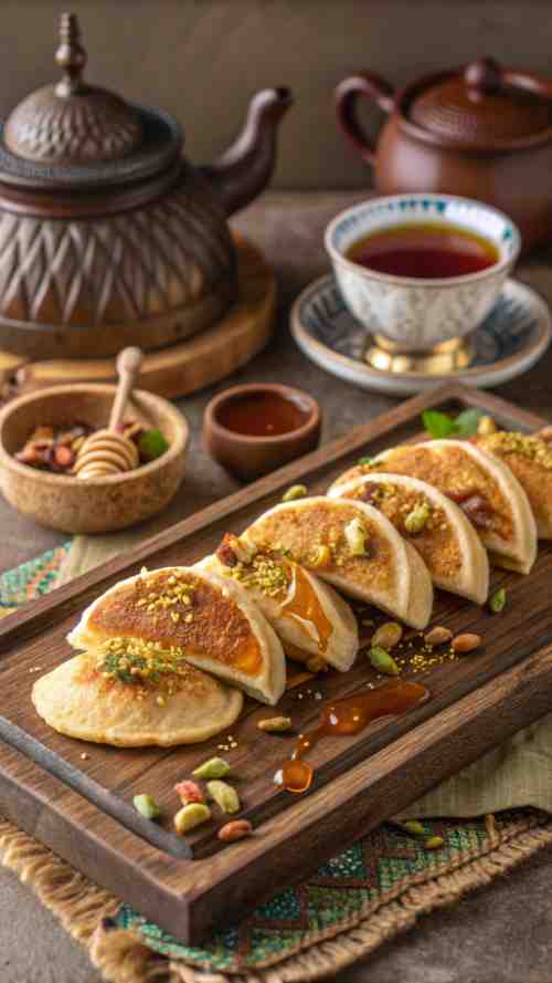Ethiopian Spiced Atayef Pancakes with Honey and Cardamom