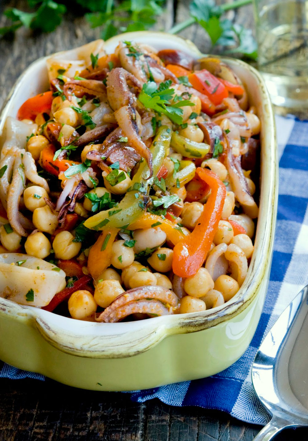 Charred Squid and Chorizo Salad with Chickpeas