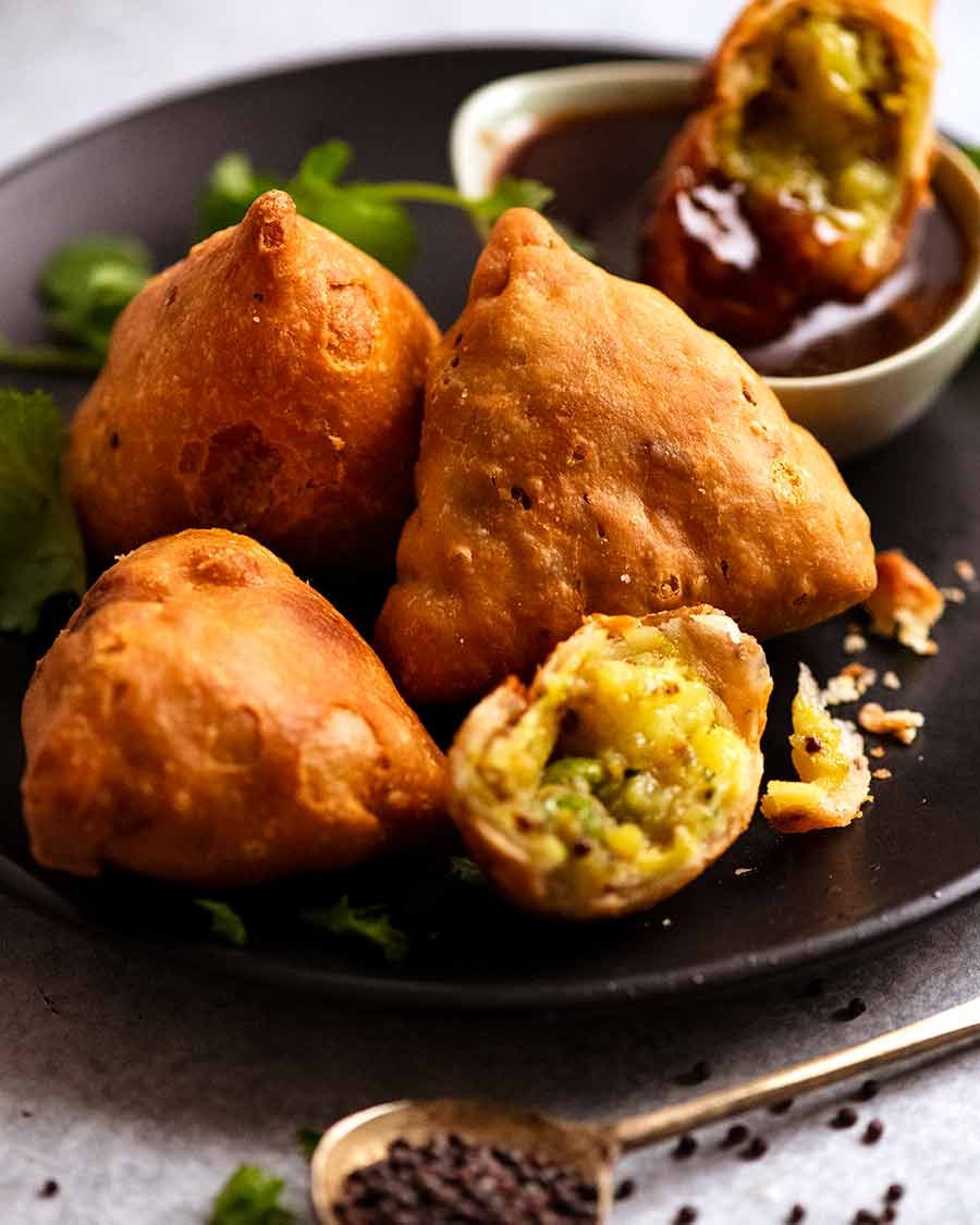 Pan-Fried Sambusas with Lentil and Spiced Vegetable Filling