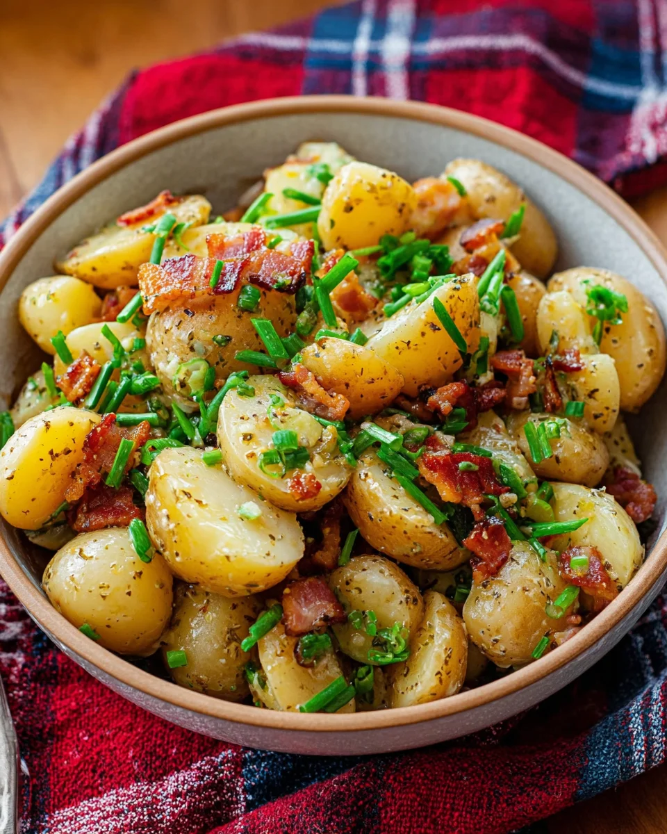 Warm German Potato Salad with Bacon and Vinegar