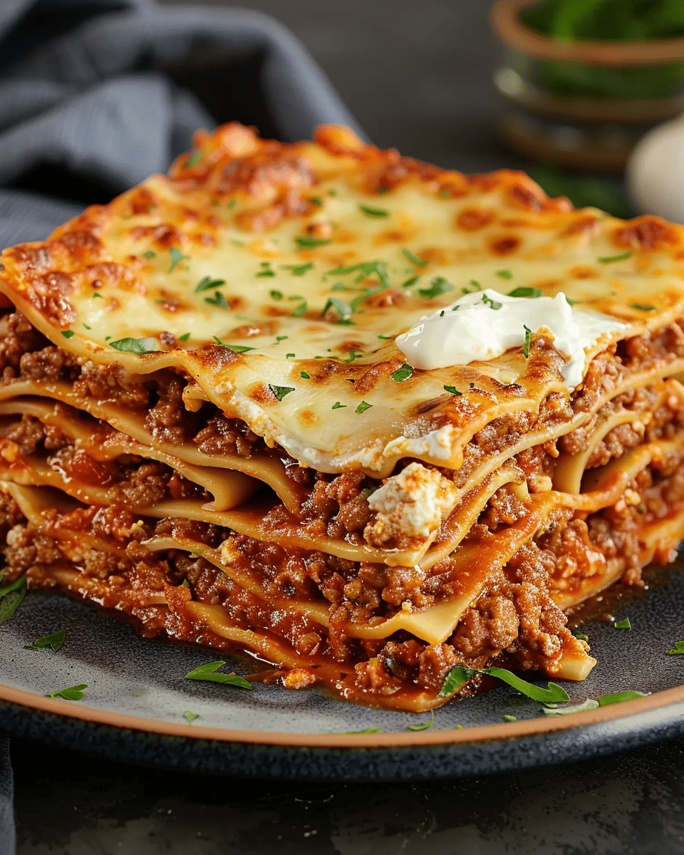 Classic Beef Lasagna with Tomato-Ricotta Sauce
