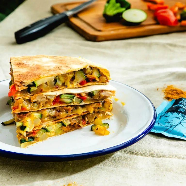 Veggie-Packed Chicken and Cheese Quesadillas with Bell Pepper and Zucchini
