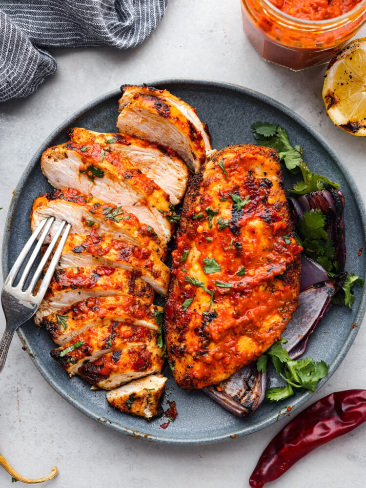 Pan-Seared Chicken Thighs with Spicy Harissa and Roasted Chickpeas