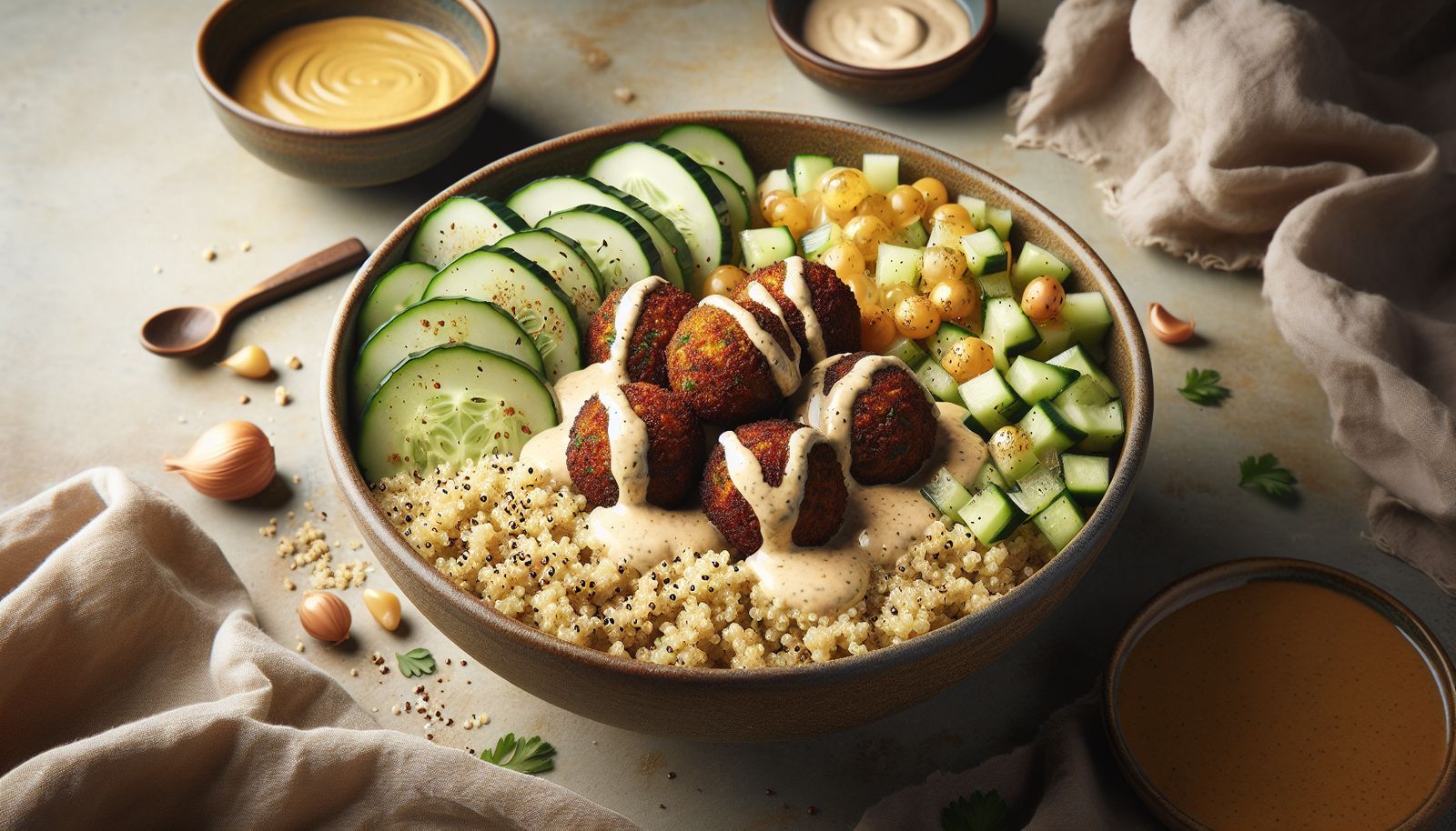 Moroccan-Spiced Falafel Platter with Tahini Drizzle