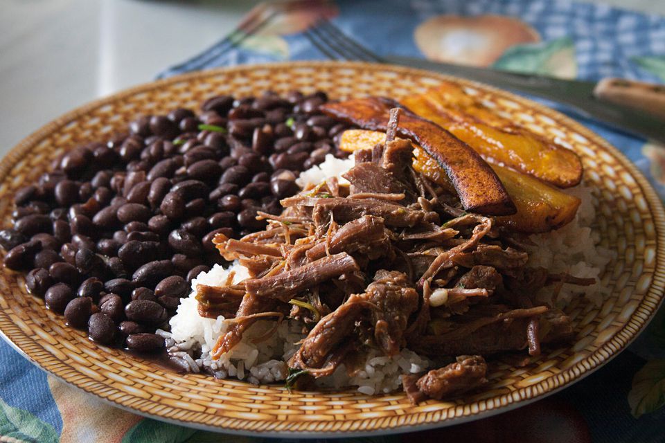 Pabellón Arepa Bowl with Pulled Beef and Fried Plantains