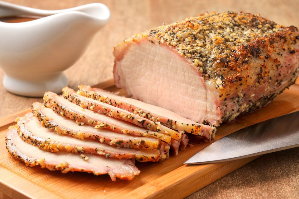 Oven-Roasted Herb-Crusted Pork Tenderloin with Apple Cabbage Slaw
