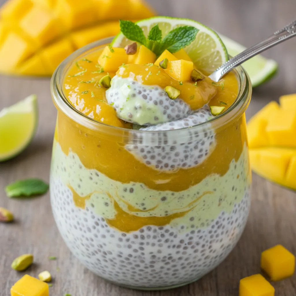 Honey-Lime Mango Chia Pudding Parfait