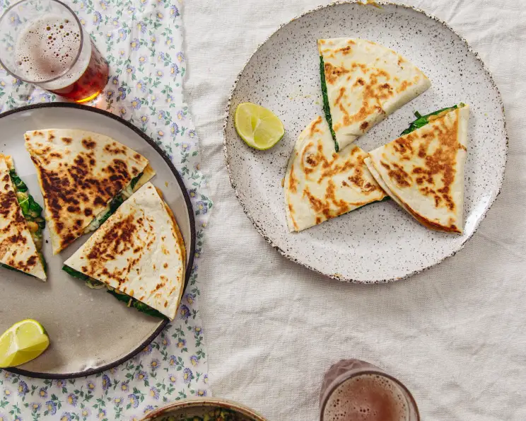 Soft Mini Cheese and Spinach Quesadillas