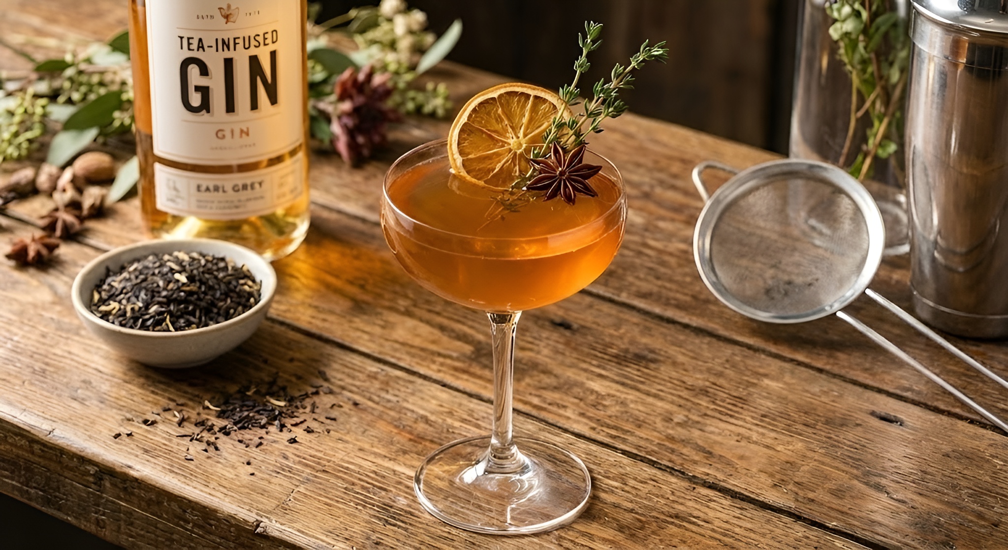 Herb-Infused Gin and Green Tea Fizz