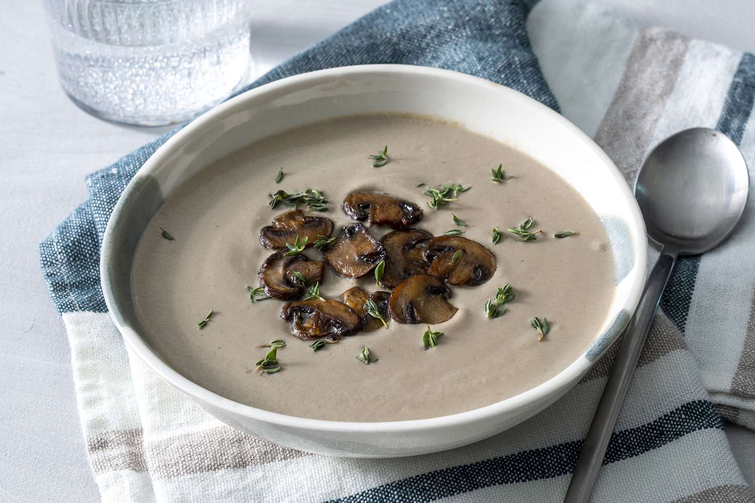 Creamed Mushroom and Bacon Soup with Fresh Thyme