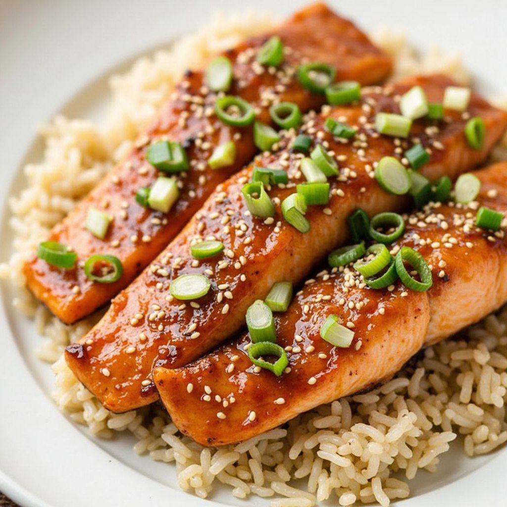 Pan-Seared Salmon with Honey-Soy Glaze and Sesame Rice
