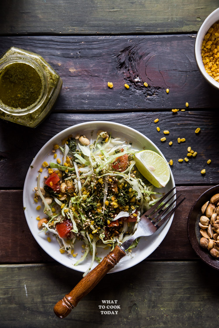 Sautéed Burmese Tea Leaf Salad with Crunchy Chickpeas