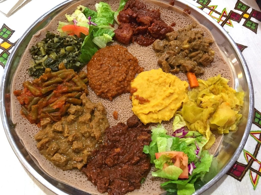 Ethiopian-Inspired Spiced Vegetable Stew with Injera Croutons