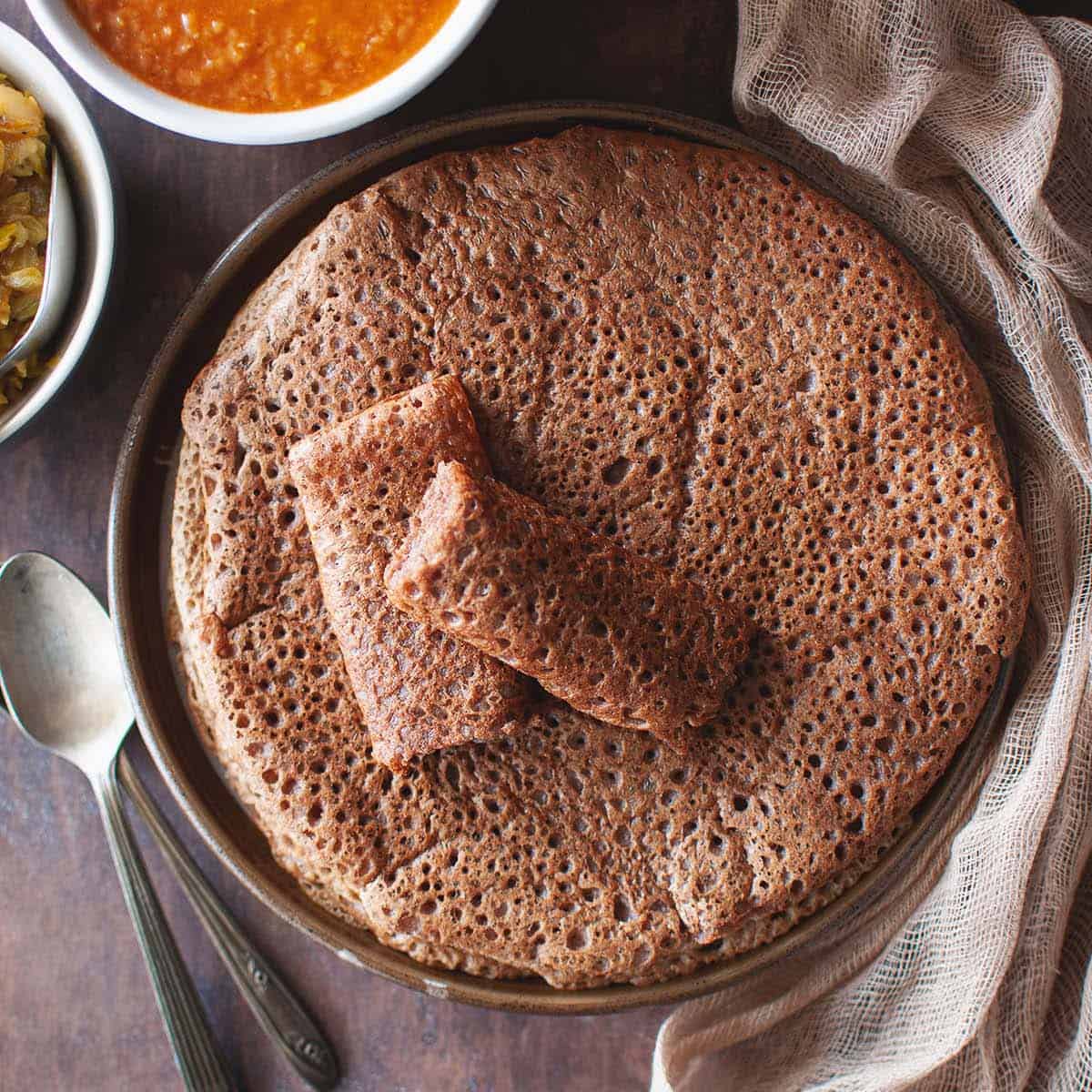 Injera-Inspired Teff Pancakes with Honey and Spiced Butter