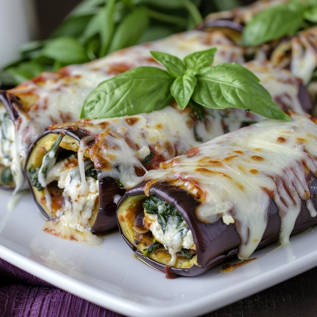 Baked Eggplant Rollatini with Ricotta and Spinach