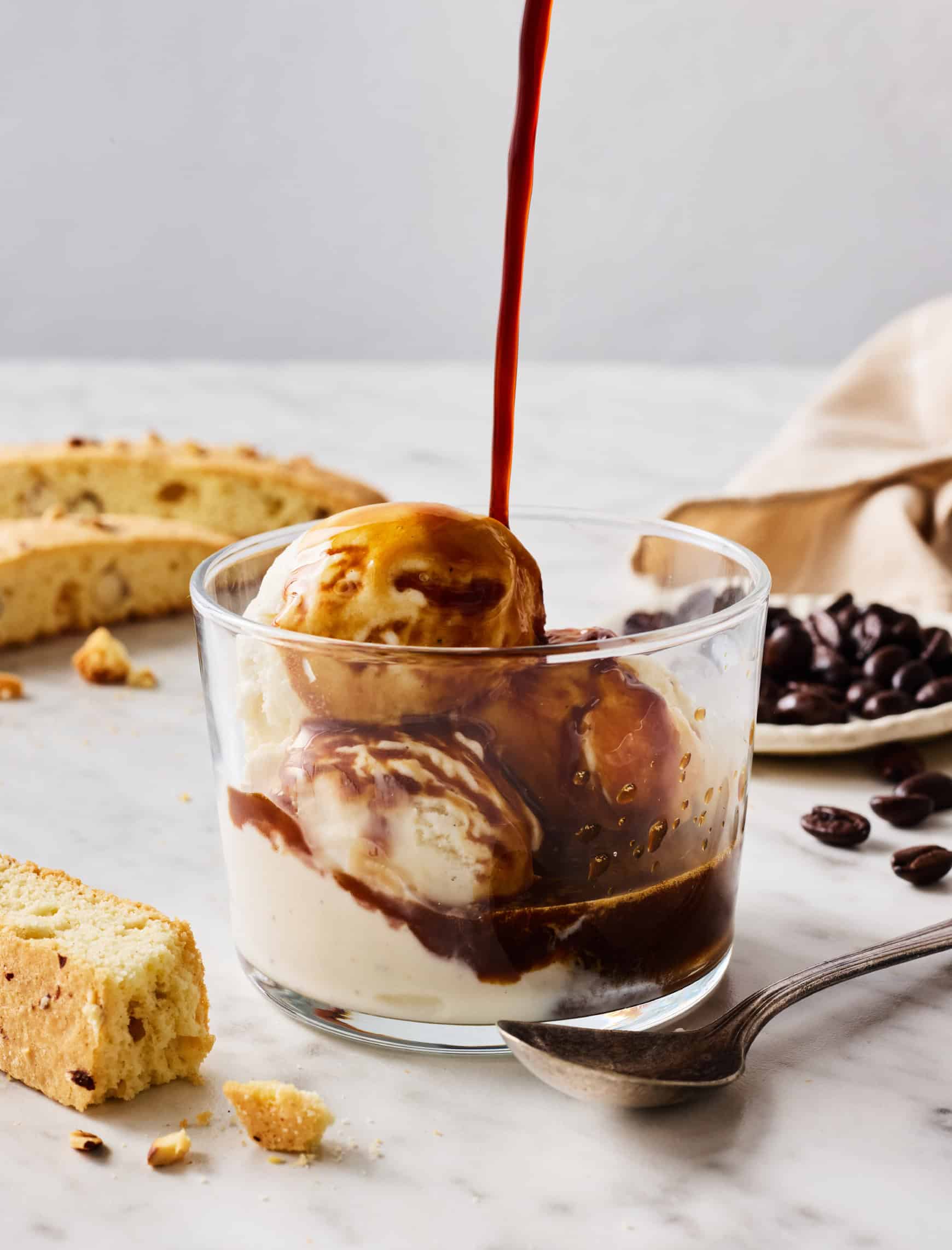 Classic Italian Affogato with Espresso and Vanilla Gelato