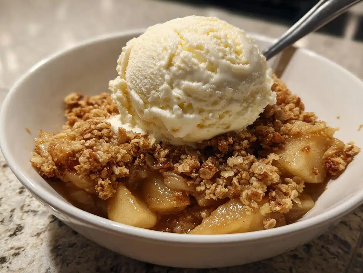 Crisp-Topped Apple & Oat Crumble with Vanilla Bean Ice Cream